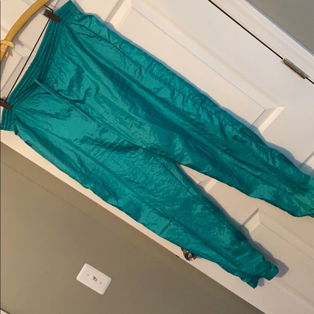 Vintage Unisex teal windbreaker track pants